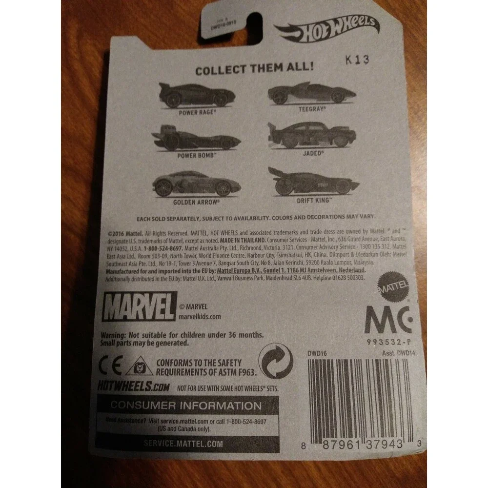 2016 Hot Wheels Marvel Spider-Man/Vulture 3/6 POWER BOMB Gray w/Black OH5 Spoke